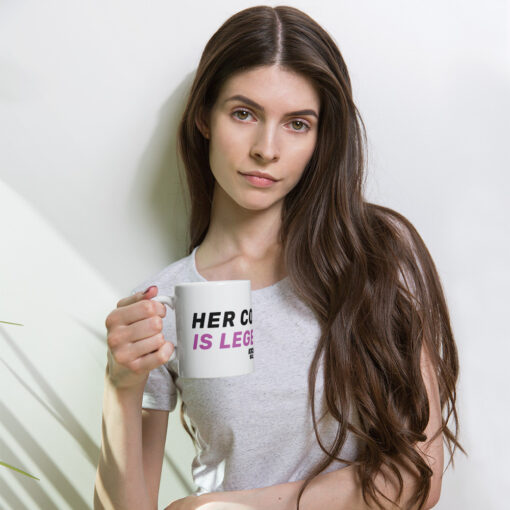 #HercourageisLegendary" White glossy mug from Kickoff Solutions